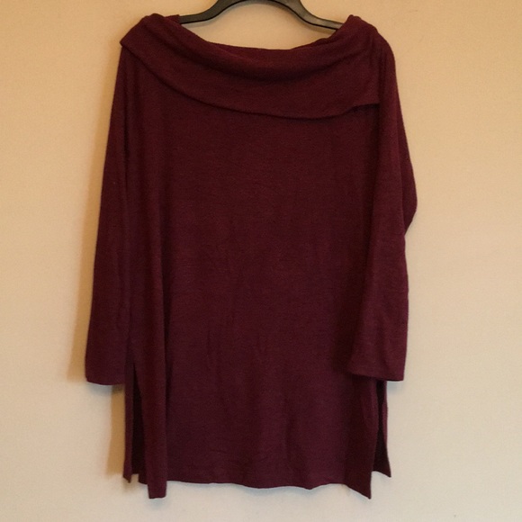 Chico’s Zenergy Burgundy Split Cowl Neck Sweater - Picture 2 of 5